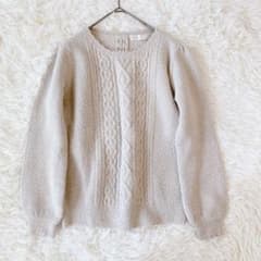 フェルゥ ニット ケーブル編み(2) グレー バックリボン ふんわり