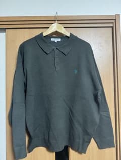 U.S. POLO ASSN. ニットポロシャツ ダークグレー Lのサムネイル