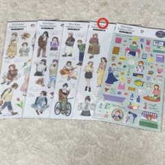 セリア シートシール 5点セット まとめ売り 人物シール デザインシールのサムネイル