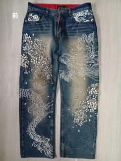 デニムパンツ 龍 桜 刺繍 和柄　 不倶武天 ☆プロフ見てくださいね☆のサムネイル