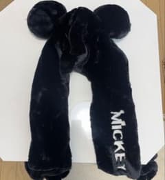 Disney ミッキーマウス イヤーマフ付きマフラー ブラック - メルカリ