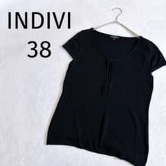 INDIVI ◆인디비 반소매 탑스 컷소우 블랙 M착 돌려 2845