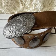 ハラコ　コンチョ　スタッズ　レザーベルト　ビンテージ