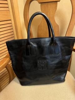 HIROFU ハンドバッグ ブラック レザー Hロゴのサムネイル
