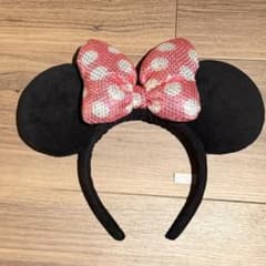 ディズニー　ミニーカチューシャ　ピンクのキラキラリボンのサムネイル