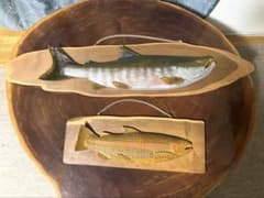 木彫り 魚 壁掛け オブジェ 2点セットのサムネイル