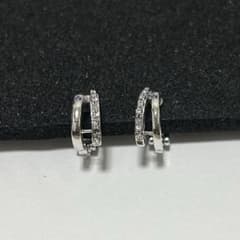 ラインストーン付き フープイヤリング シルバーカラーのサムネイル
