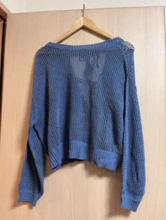 ブルー メッシュ ニットのサムネイル