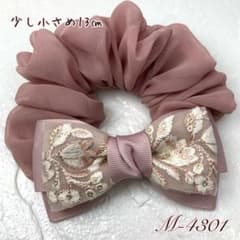 ハンドメイドシュシュM-4301♡オールドローズジョーゼット♡インド刺繍