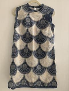 【美品】レースワンピース　デニム×シルクレースのサムネイル