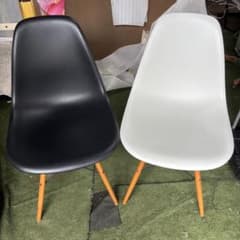 Vitra イームズ サイドシェルチェア DSW ブラック / ホワイト 2脚