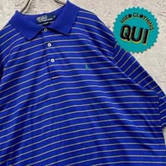 90s US古着○ポロバイラルフローレン 半袖 ボーダーポロシャツ メンズ2XLのサムネイル