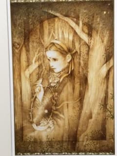 【真作✨貴重】⚜️きたのじゅんこ♦『精』⭐直筆サイン入り⭐作品保証書有り⭐ジクレ きたのじゅんこ『黄金の森の少女』直筆サイン入版画 絵画 美少女 美人