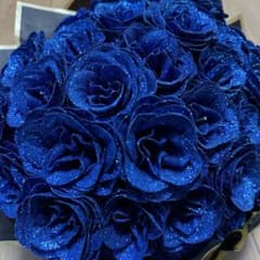 青いバラの造花ブーケ ラメ加工 アートフラワーのサムネイル