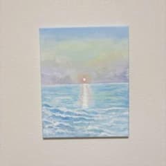アクリル画　海　風景　手描き　絵画　イラスト　原画のサムネイル