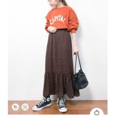 LOWRYSFARM ドットマーメイドスカート ロングスカート フリル ブラウンのサムネイル