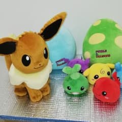 【処分価格】パズドラキャラクターぬいぐるみ　タマゴ　ポケモンイーブイ　8点のサムネイル