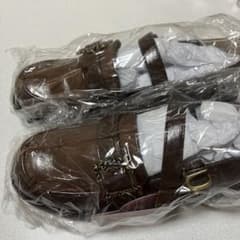 しまむら　青木美沙子　ブラウン ストラップ付きローファー Lサイズ