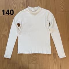 UNIQLOユニクロ　ハイネック リブカットソー 140 ホワイト