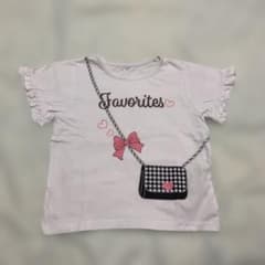 Tシャツ　女の子　袖フリル　白T デザインT 130cm