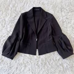 フォクシーNY ストレッチ テーラードジャケット 38 ネイビー 美シルエット 極美品】フォクシーニューヨーク テーラードジャケット ふんわり袖 38