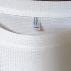 メンズ ワッフル素材 半袖Tシャツ ホワイト Lサイズのサムネイル