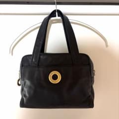 美品□セリーヌ 2way ハンドバッグ サークルロゴ ゴールド金具 