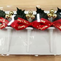 クリスマスケーキピック 柊 ヒイラギ 飾り 10本のサムネイル