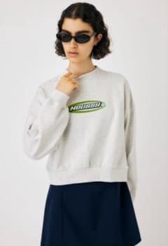 MOUSSY ロゴ刺繍 クロップドスウェット グレーのサムネイル