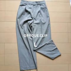 OPAQUE.CLIPグレー タック入りスラックスパンツゴムウエストのサムネイル
