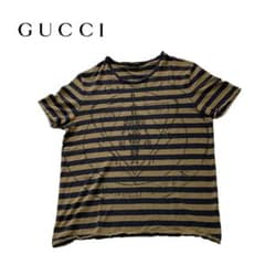GUCCI グッチ Tシャツ ボーダー XLサイズ ネイビー×イエロー 春