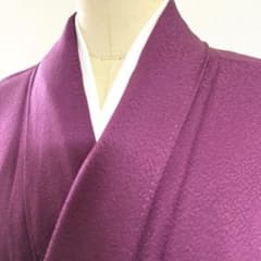 6k1029 着物 正絹 袷 色無地 一つ紋 家紋 紫 地紋 無地 和装 - メルカリ