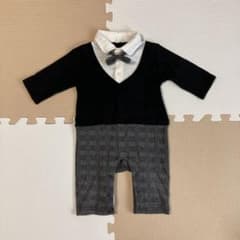 男の子　ブラック　フォーマル　長そでロンパースのサムネイル