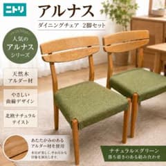 ニトリ NITORI アルナス ダイニングチェア グリーン 2脚セット 送料込み】 ニトリ アルナス ダイニングチェア 2脚セット チェアカバー