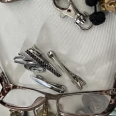 アンティークメイドUSA４点・ステンチェッカー柄 ネクタイピンセット70s80s