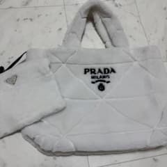 極美品　PRADA キルト ムートン ロゴ シアリングトートバッグ
