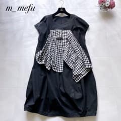 美品✨m_mefu 芽風 デザインワンピース チェック センソユニコ 40