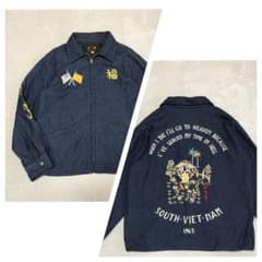 美品　東洋エンタープライズ　デニムベトジャン　Мサイズ　龍刺繍 美品 東洋エンタープライズ デニムベトジャン Мサイズ 龍刺繍 - メルカリ