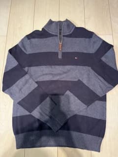TOMMY HILFIGER ハーフジップニット(ネイビー系ストライプ) 値下げのサムネイル