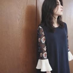 Mame kurogouchi レーススリーブ Iライン ドレス ワンピース
