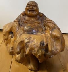 縁起物 天然木 七福神 布袋様 一刀彫 木彫置物 H26×W35×D30(cm) - メルカリ