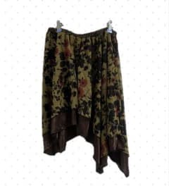 【美品】カーキ ブラウン 花柄アシメ レイヤードスカート itimiのサムネイル