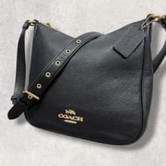 極美品✨コーチ ショルダーバッグ エリー ファイルバッグ 黒 シボ革