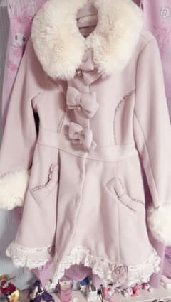 LIZLISA ファー付きコート ピンクのサムネイル