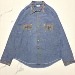 Needles デニム シャツ 刺繍 マルチカラー 花柄 ヴィンテージ S Needles デニム シャツ 刺繍 マルチカラー 花柄 ヴィンテージ S - メルカリ