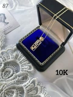 10K ローズ&リーフ ダイヤモンド フィリグリーペンダント 未使用 美品 