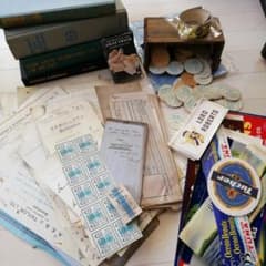 青系海外紙ものジャンクBOX ジャンクジャーナル素材 ヴィンテージ