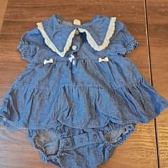 青色 フリル付きロンパース 70cmのサムネイル