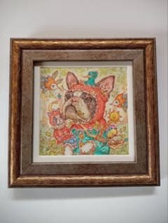 【原画】『東の門番』犬の絵　ファンタジーアート　絵画 原画】『森の道化師』フレンチブルドッグ 犬の絵画 ファンタジーアート
