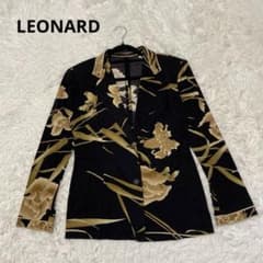 レオナール ジャケット フラワープリント 花柄 ブラック×ゴールド